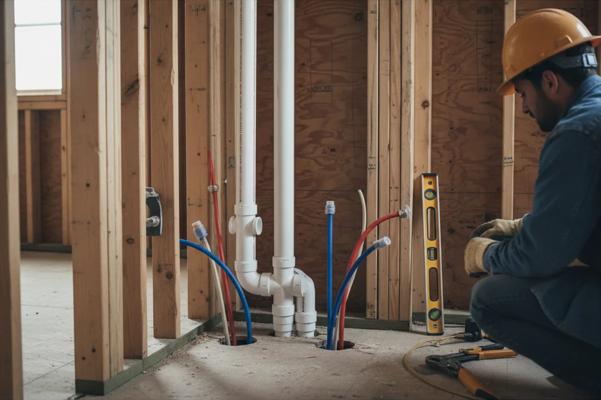 Drain and supply rough-in during Toilet Repair and Installation in Cheriton